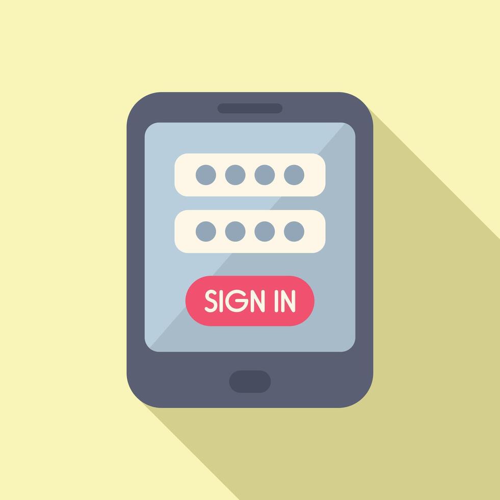 Sign in tablet device icon flat vector. New member online vector