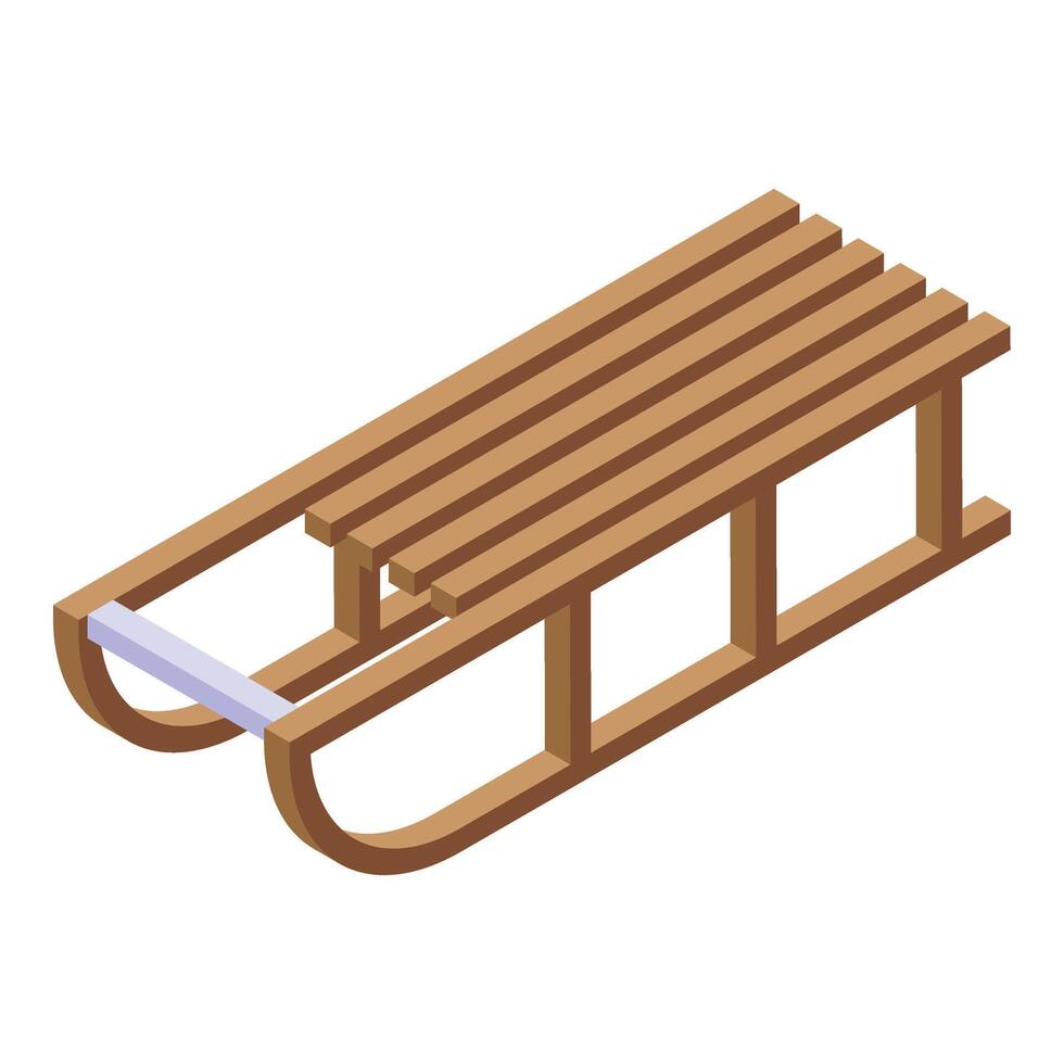 Wooden sled icon isometric vector. Winter party fun vector
