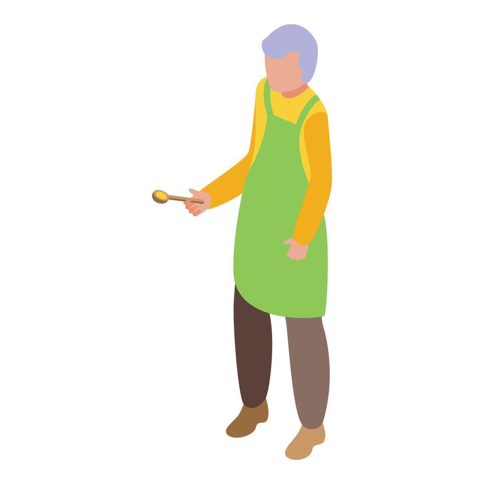 Fast cooking female icon isometric vector. Age social cook vector