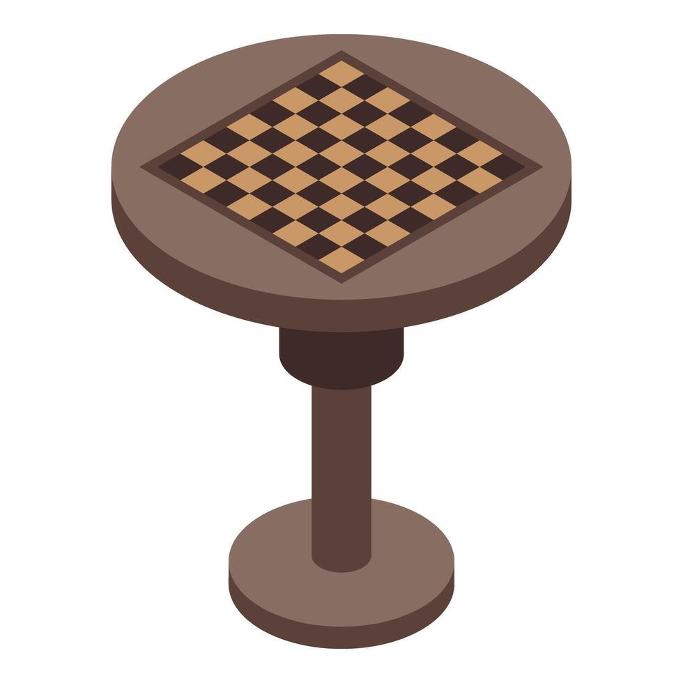 Round chess table icon isometric vector. Children playing vector