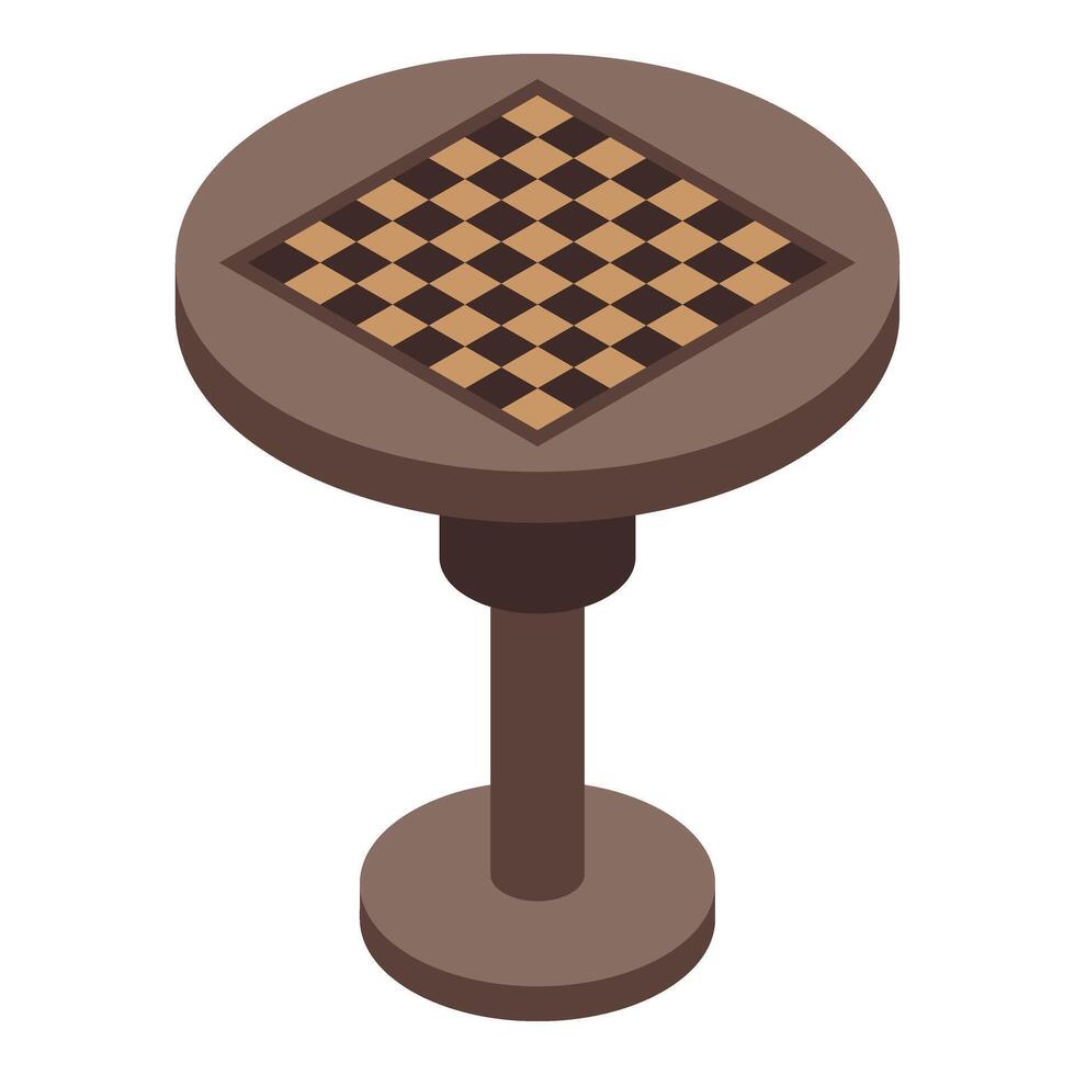 Round chess table icon isometric vector. Children playing vector