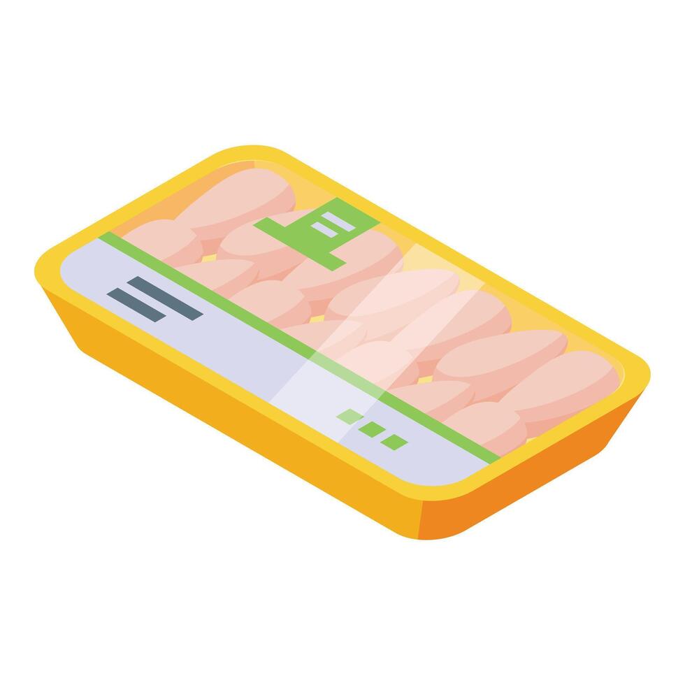 Chicken wings package icon isometric vector. Menu golden food vector