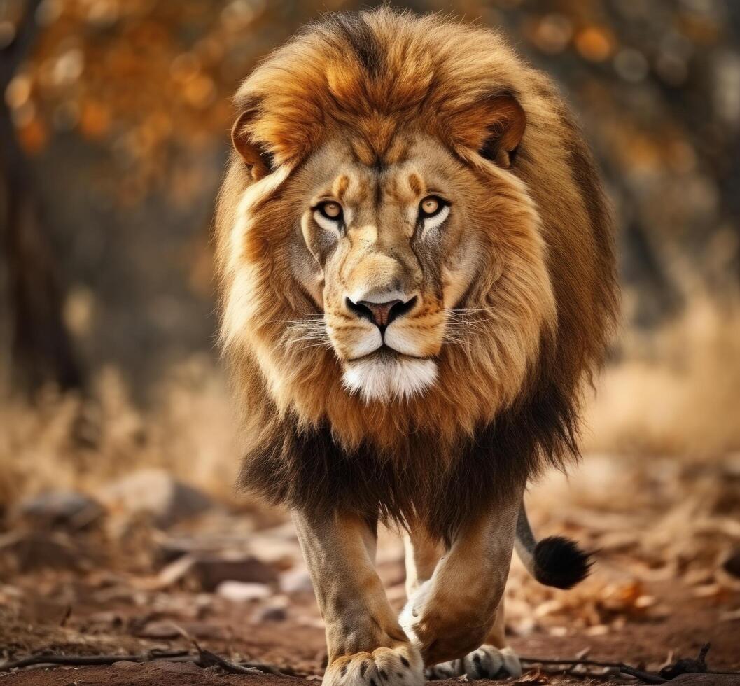 AI generated lion walking stock photo clipart,