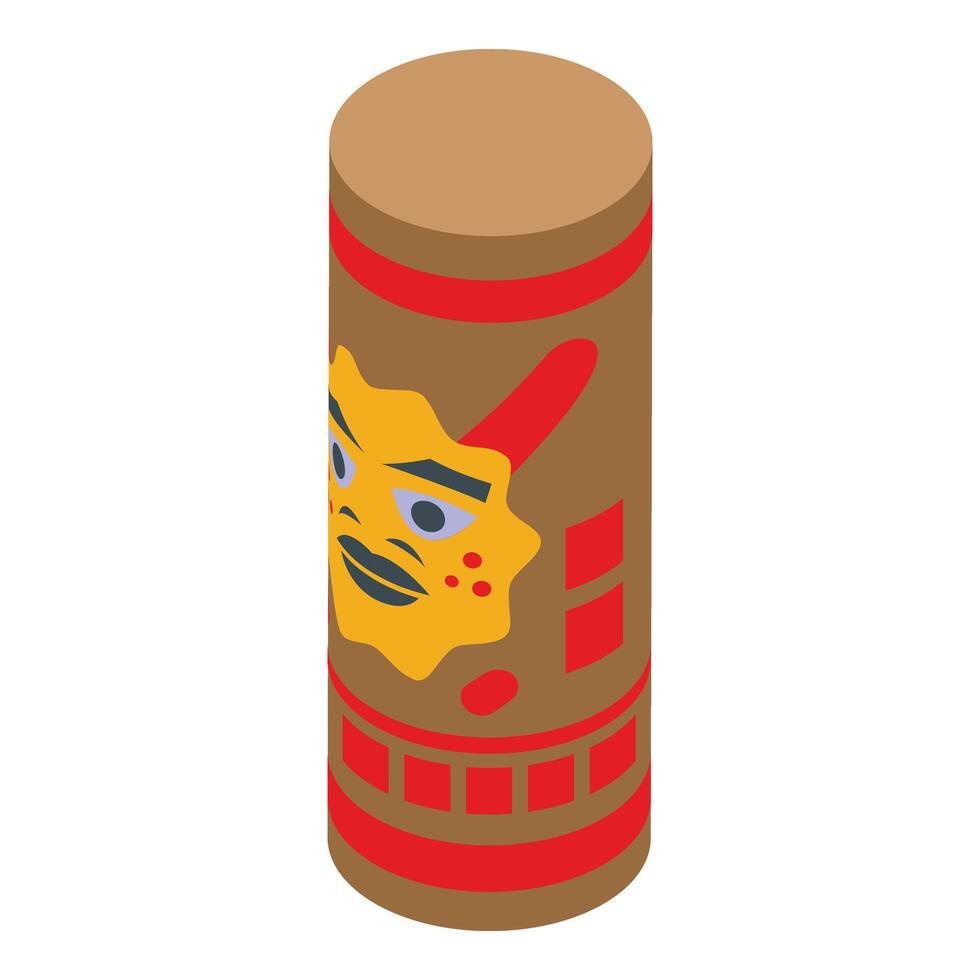 Wooden totem icon isometric vector. Island animal vector