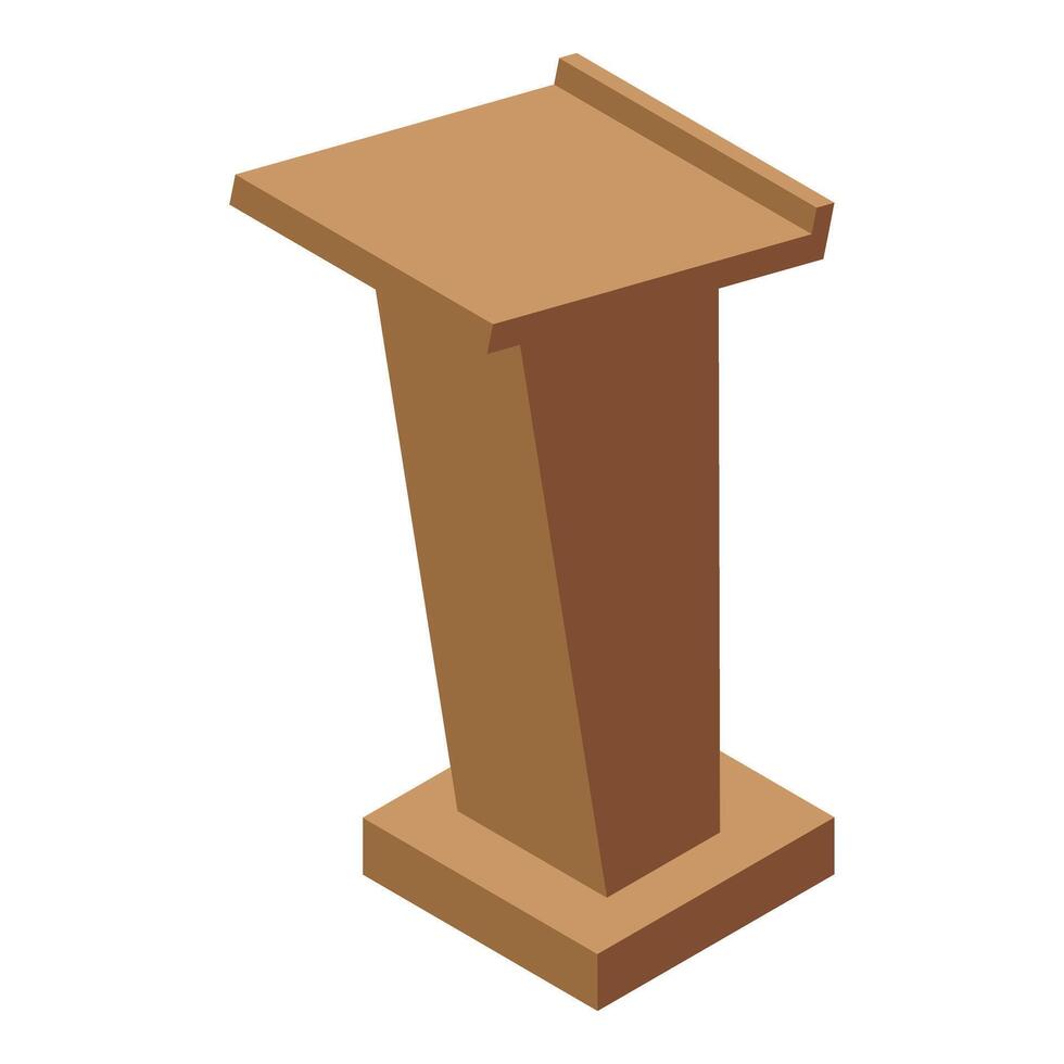 elevado de madera podio icono isométrica vector. público elección tribuna vector