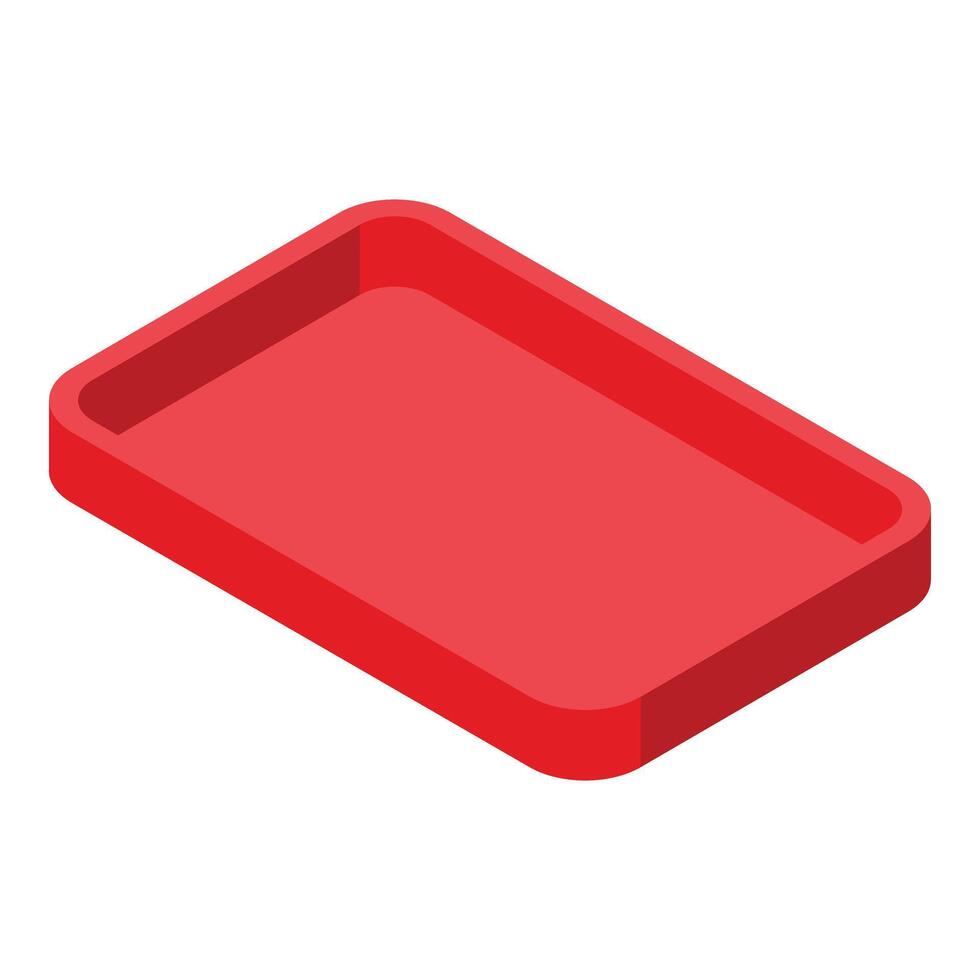 Food service tray icon isometric vector. Plastic catering mealtime ware holder vector