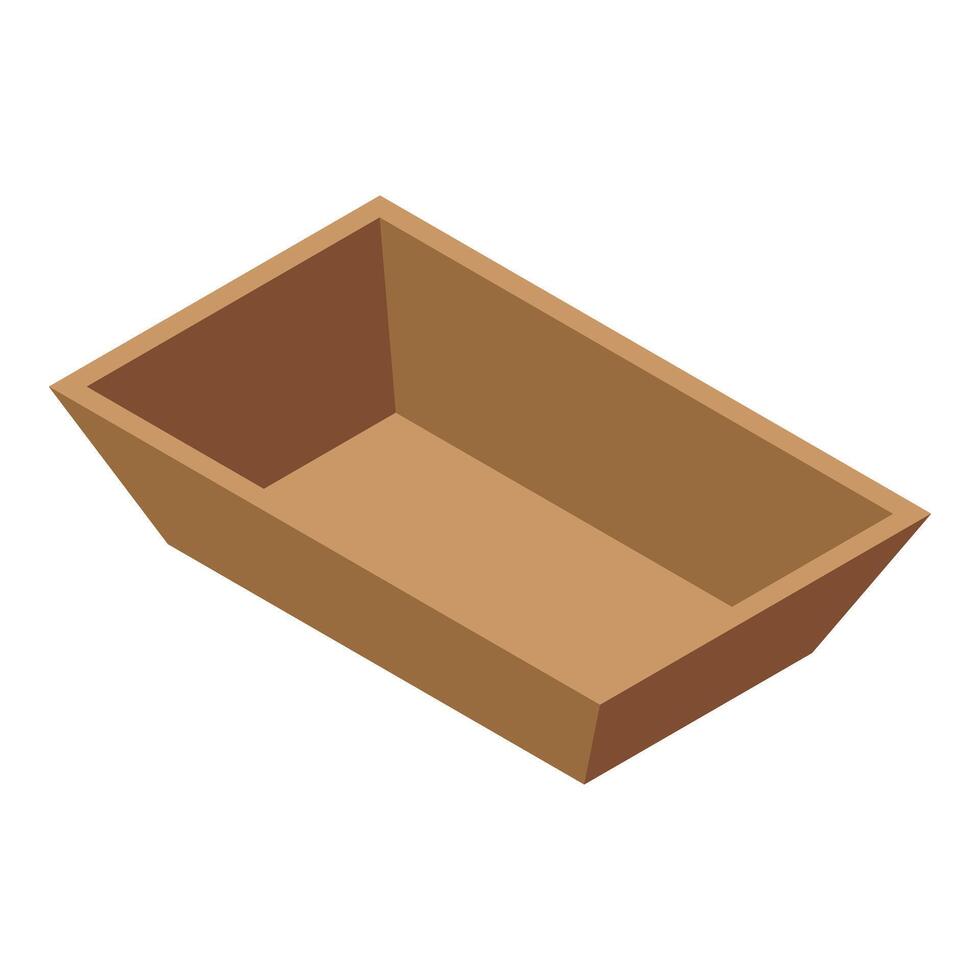 Timber meal tray icon isometric vector. Cookery menu holder vector