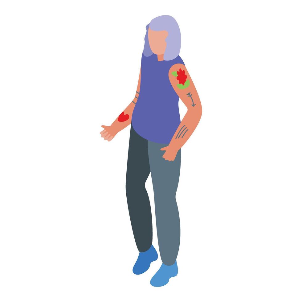 Freak character with tattoos icon isometric vector. Cute person vector