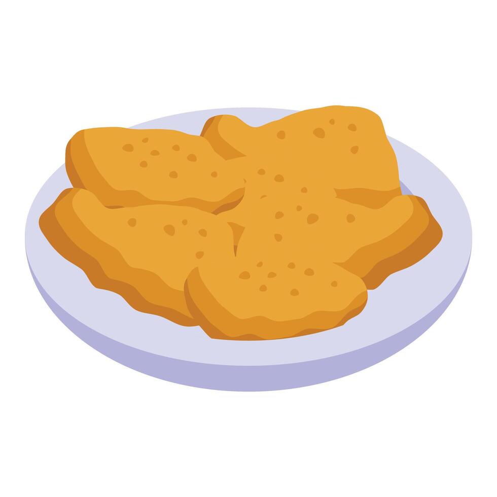 Golden plate wings icon isometric vector. Fast food vector