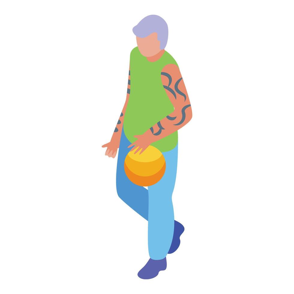 Freak tattoos figure icon isometric vector. Senior person vector