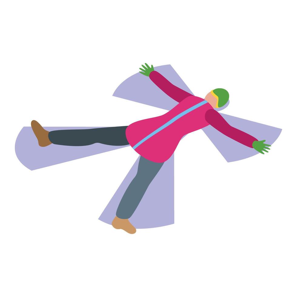 Season break snow angel icon isometric vector. Fun xmas vector