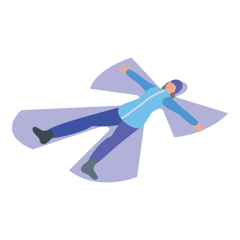 Winter time fun snow angel icon isometric vector. Snow fall vector