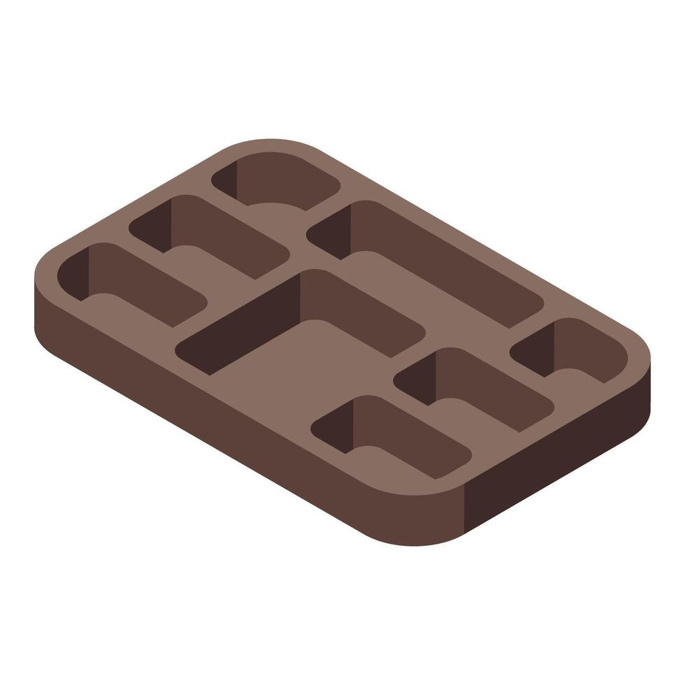 Mealtime tray icon isometric vector. Divided serving platter vector
