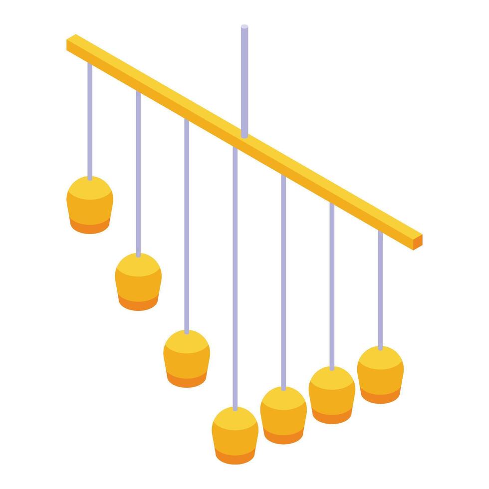 colgando viento repicar icono isométrica vector. percusión instrumento vector