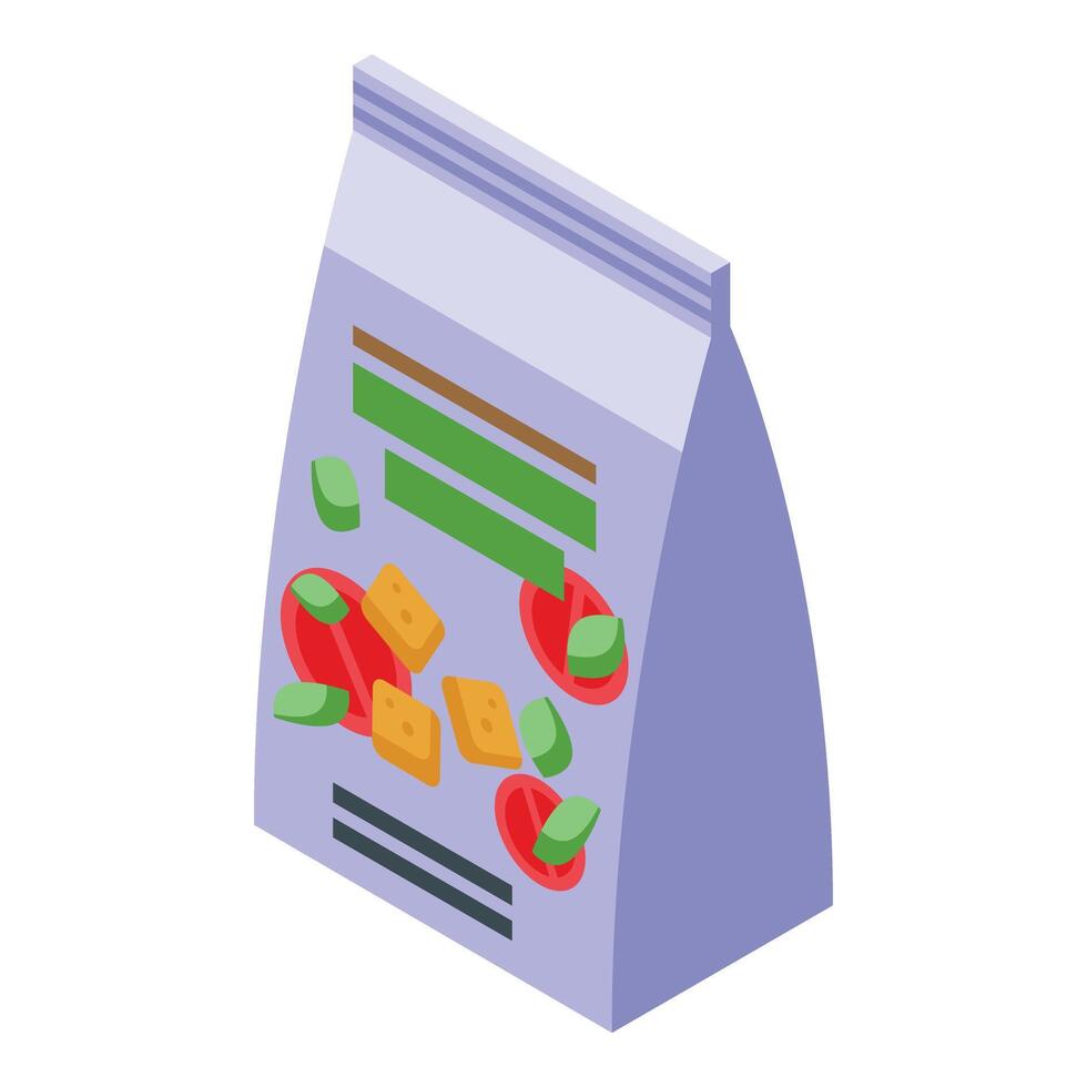 Tomato bread crouton pack icon isometric vector. Nutrition grain vector