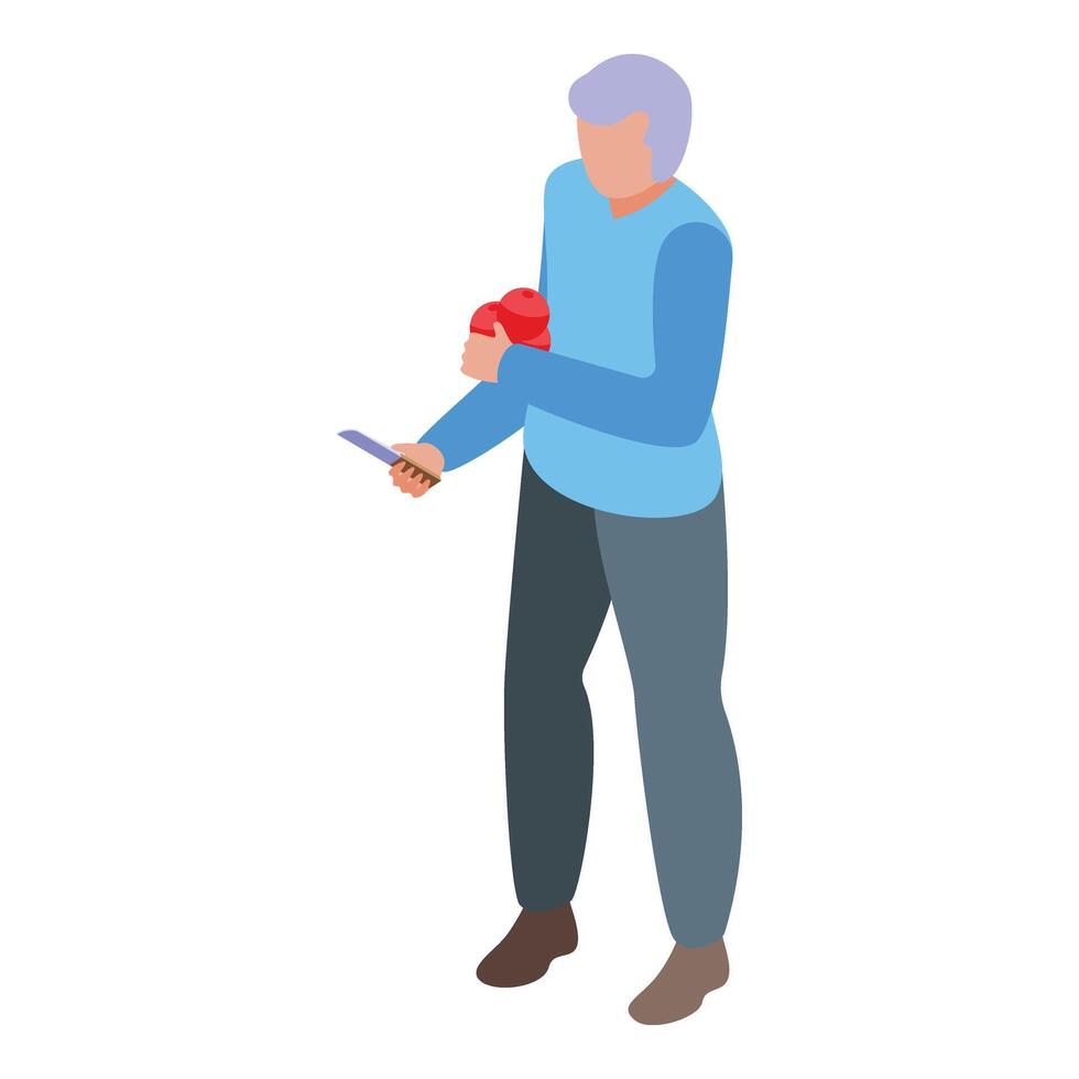 Take fruits to cut icon isometric vector. Cooking at home vector