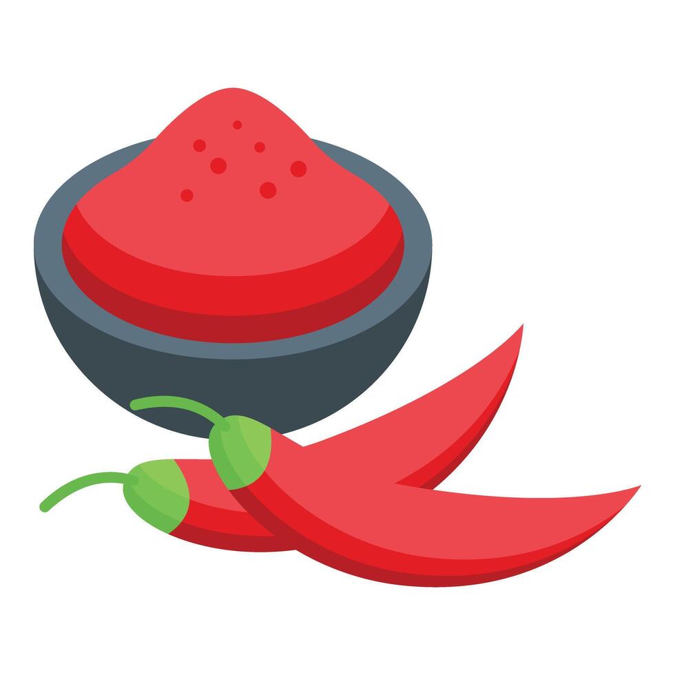 Red pepper bowl icon isometric vector. Dish meat crunchy vector