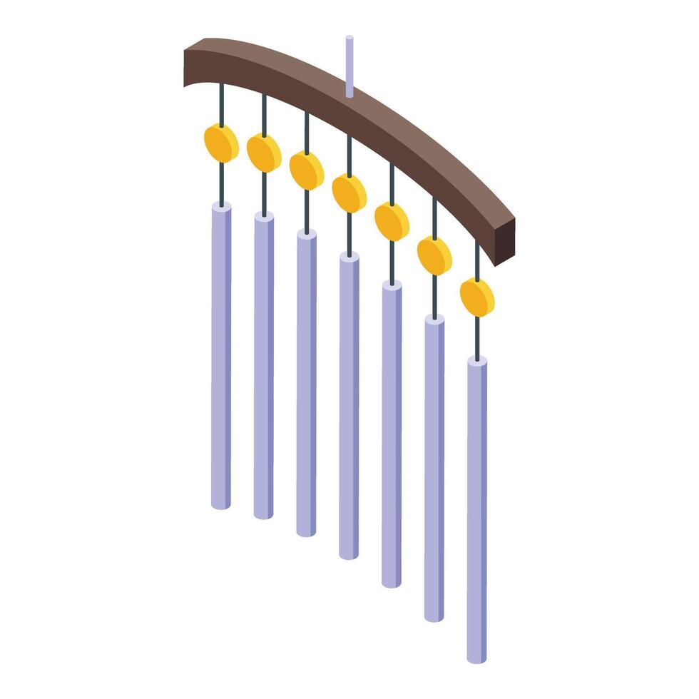 Tubes wind chime icon isometric vector. Musical tinkling arrangement vector