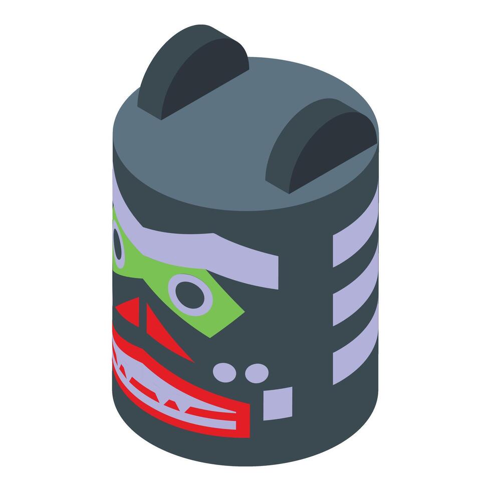 Black color totem icon isometric vector. Monument native vector