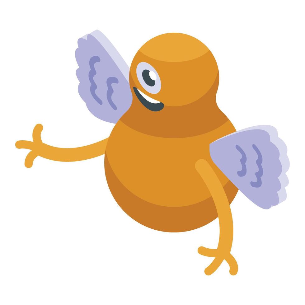 Fly orange monster icon isometric vector. Scary troll cute vector