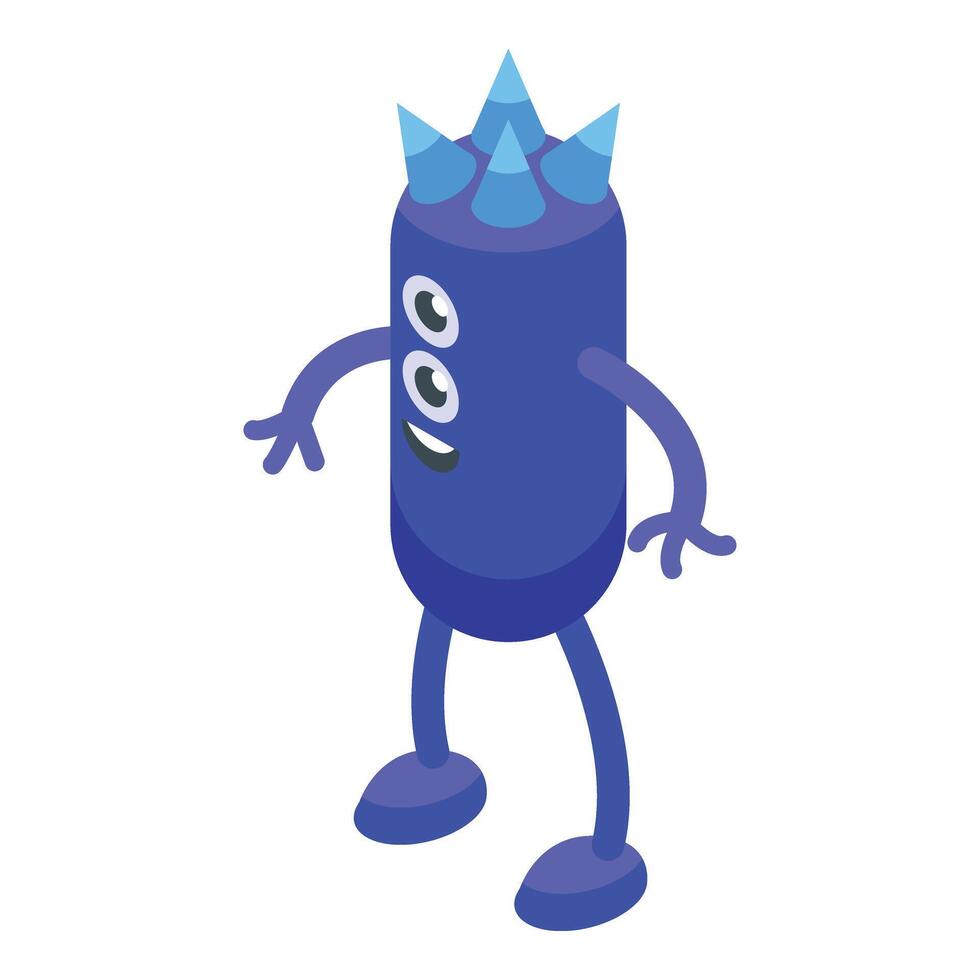 Blue monster icon isometric vector. Scary color eye vector