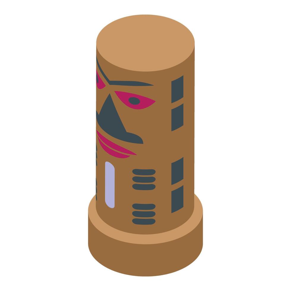 de madera tótem icono isométrica vector. inca estatua tribal vector