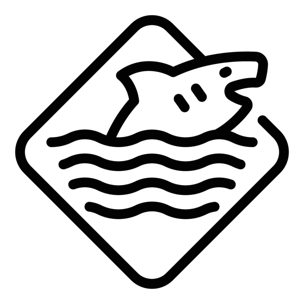 Beware the sharks icon outline vector. Sea beach warning vector