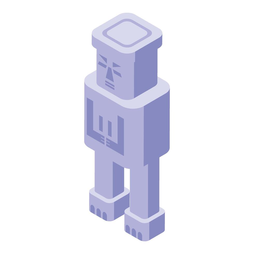 White totem icon isometric vector. Island idol statue vector