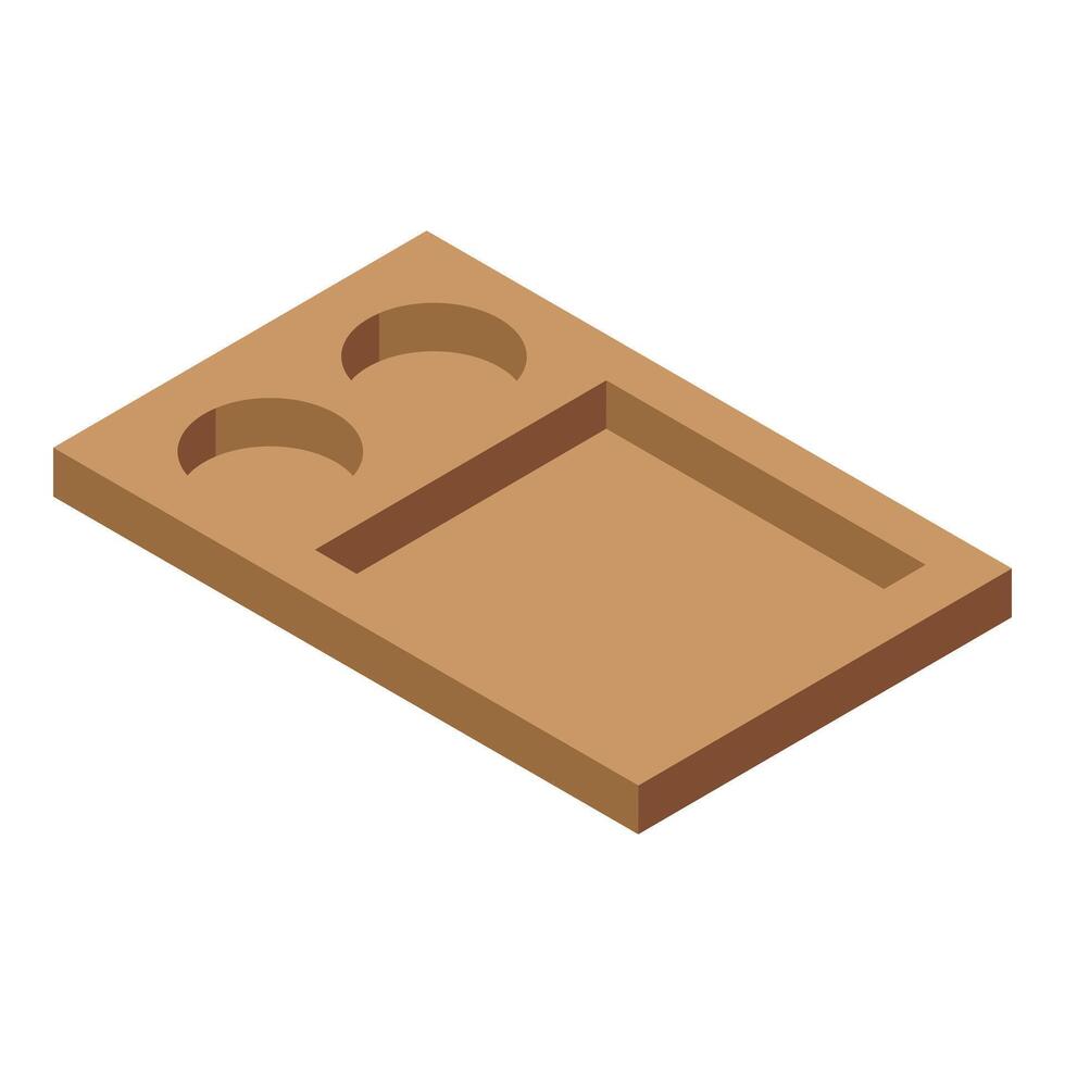 Wooden food tray icon isometric vector. Culinary restaurant platter vector