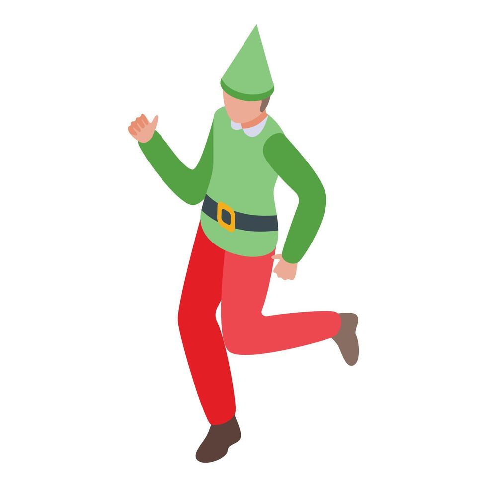 Christmas elf icon isometric vector. Tiny jubilant Santa helper vector