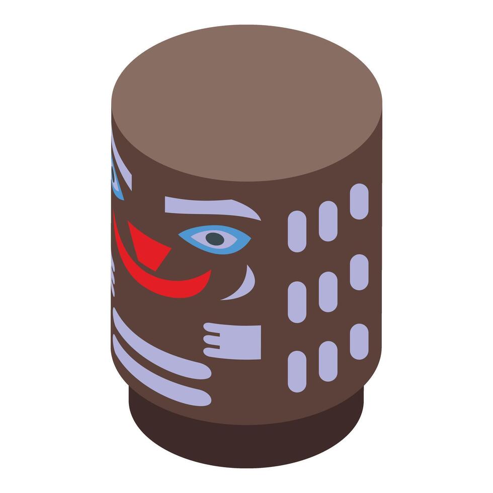 Native totem icon isometric vector. Monument maya idol vector