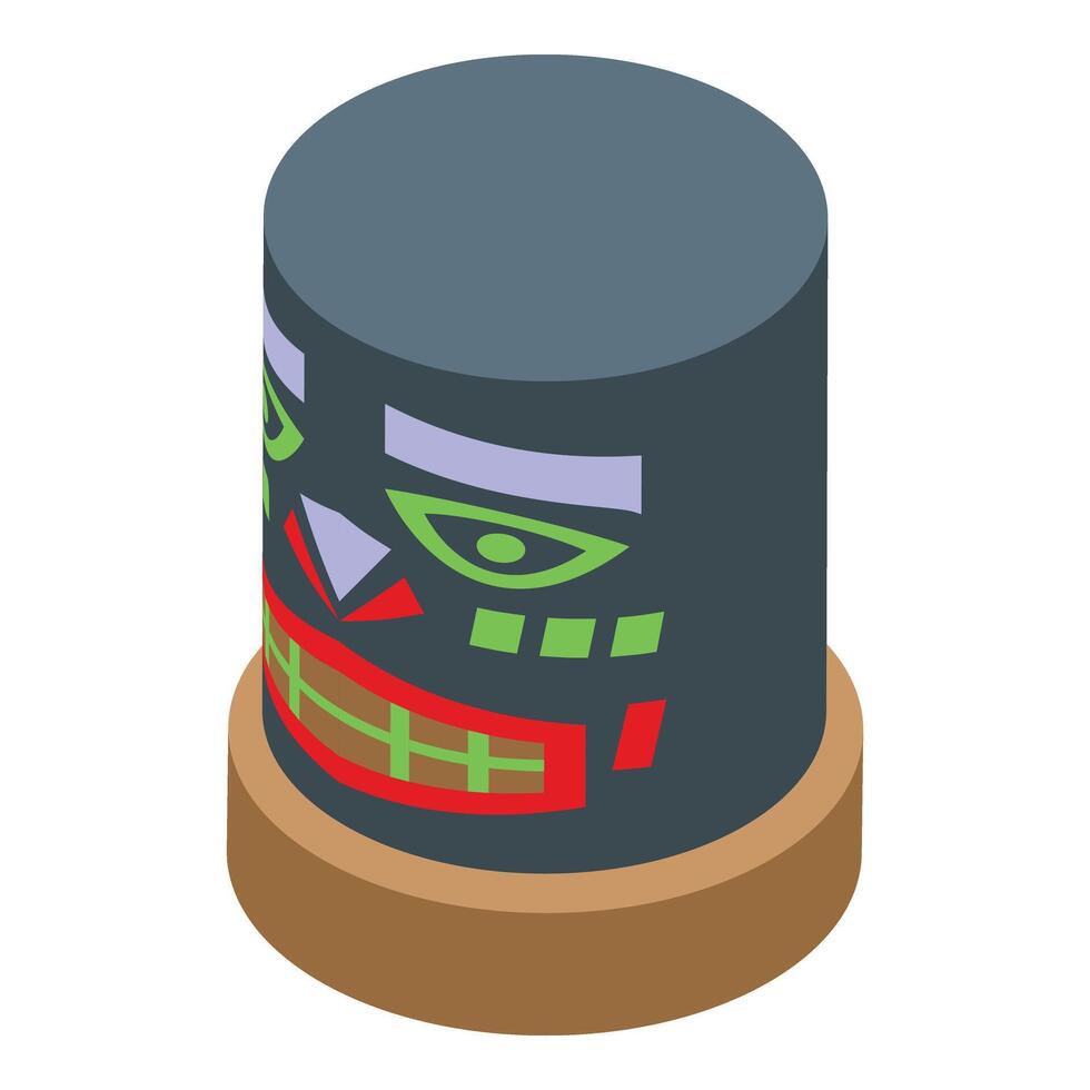 Alaska totem icon isometric vector. Island tiki mask vector