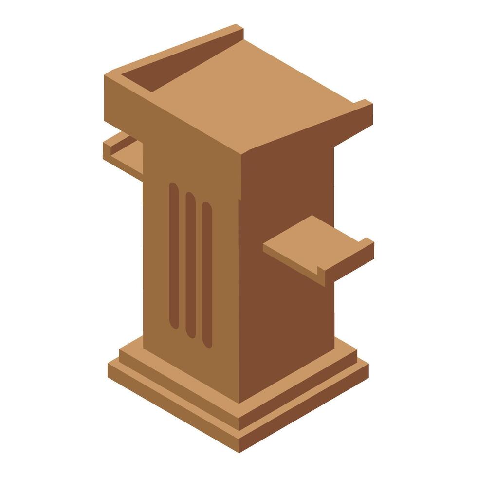 Wooden tribune icon isometric vector. Congress public speaking stage vector