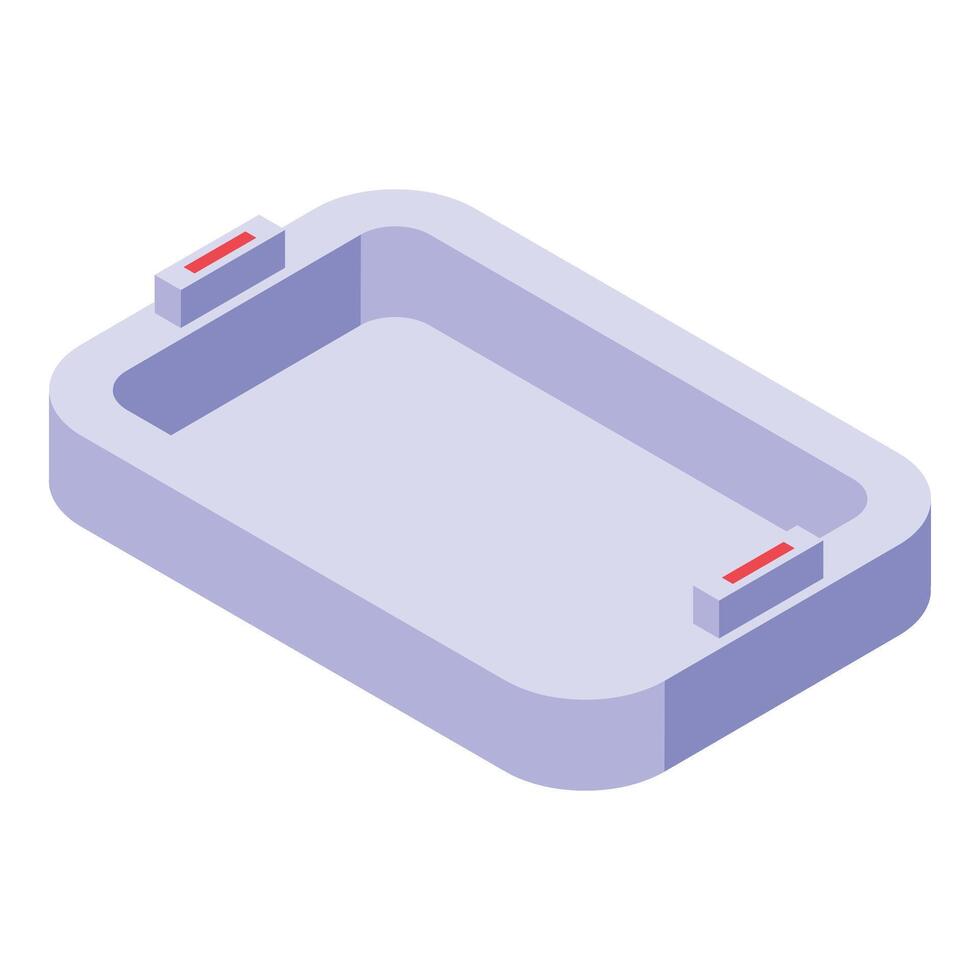 Dining rectangle food tray icon isometric vector. Serving cookery platter vector