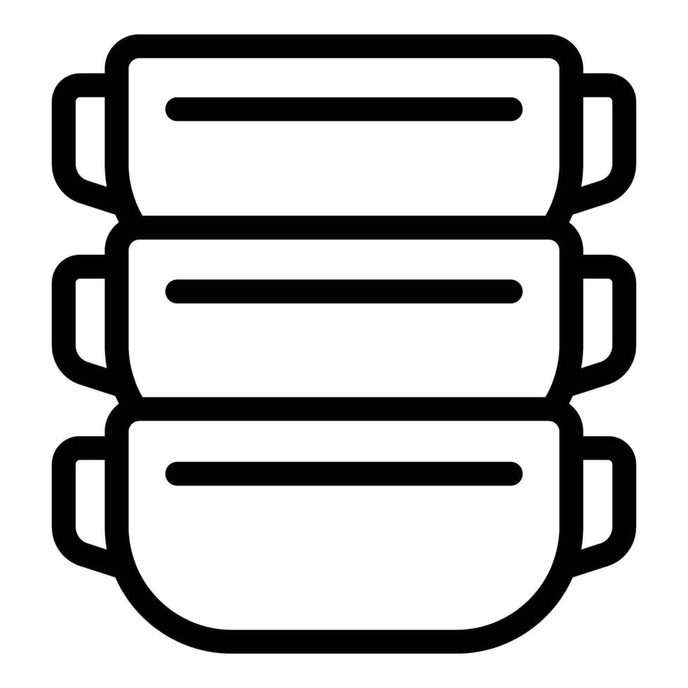 Dish collection icon outline vector. Pottery oven bowls vector