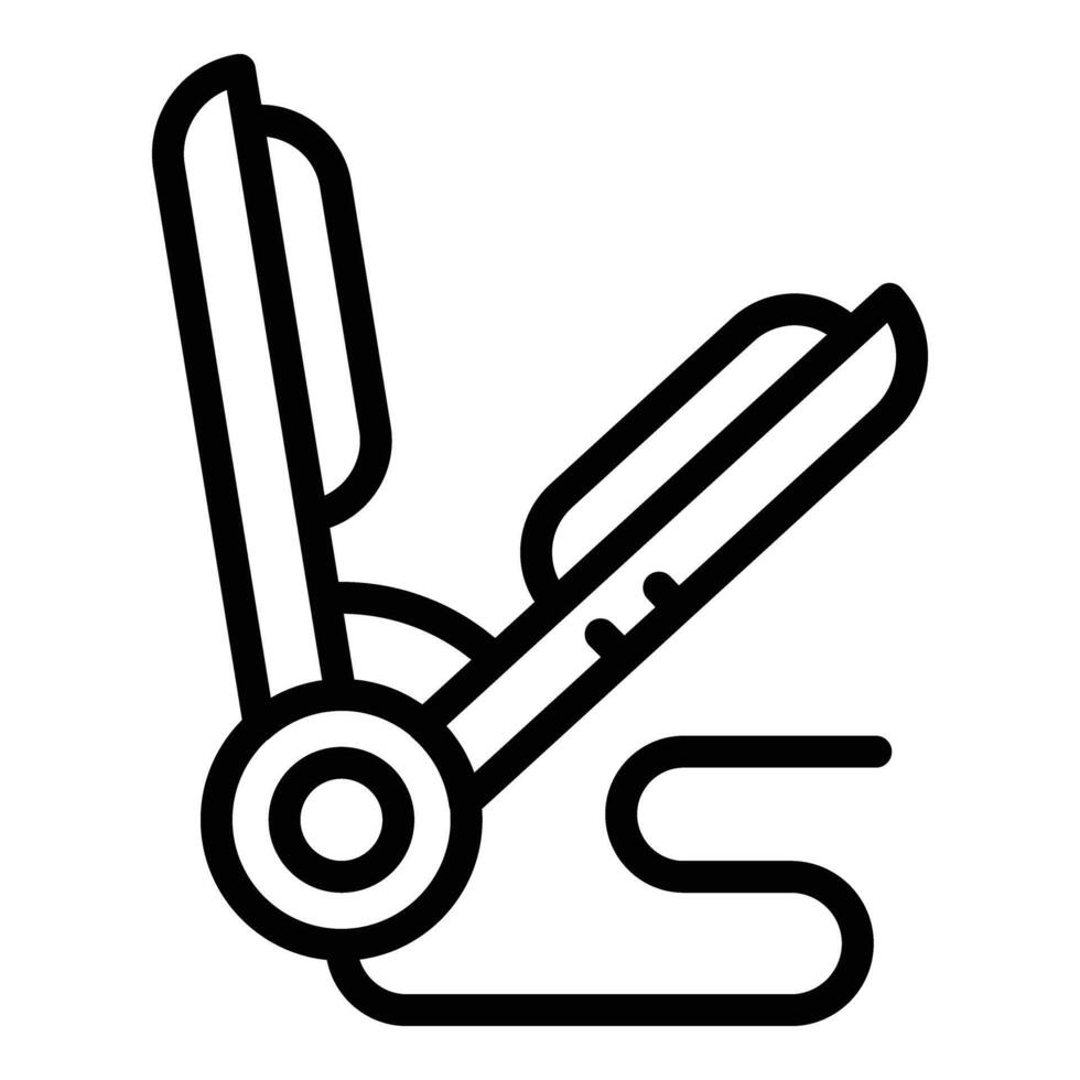 plano hierro curling herramienta icono contorno vector. Corte de pelo cerámico peinado dispositivo vector