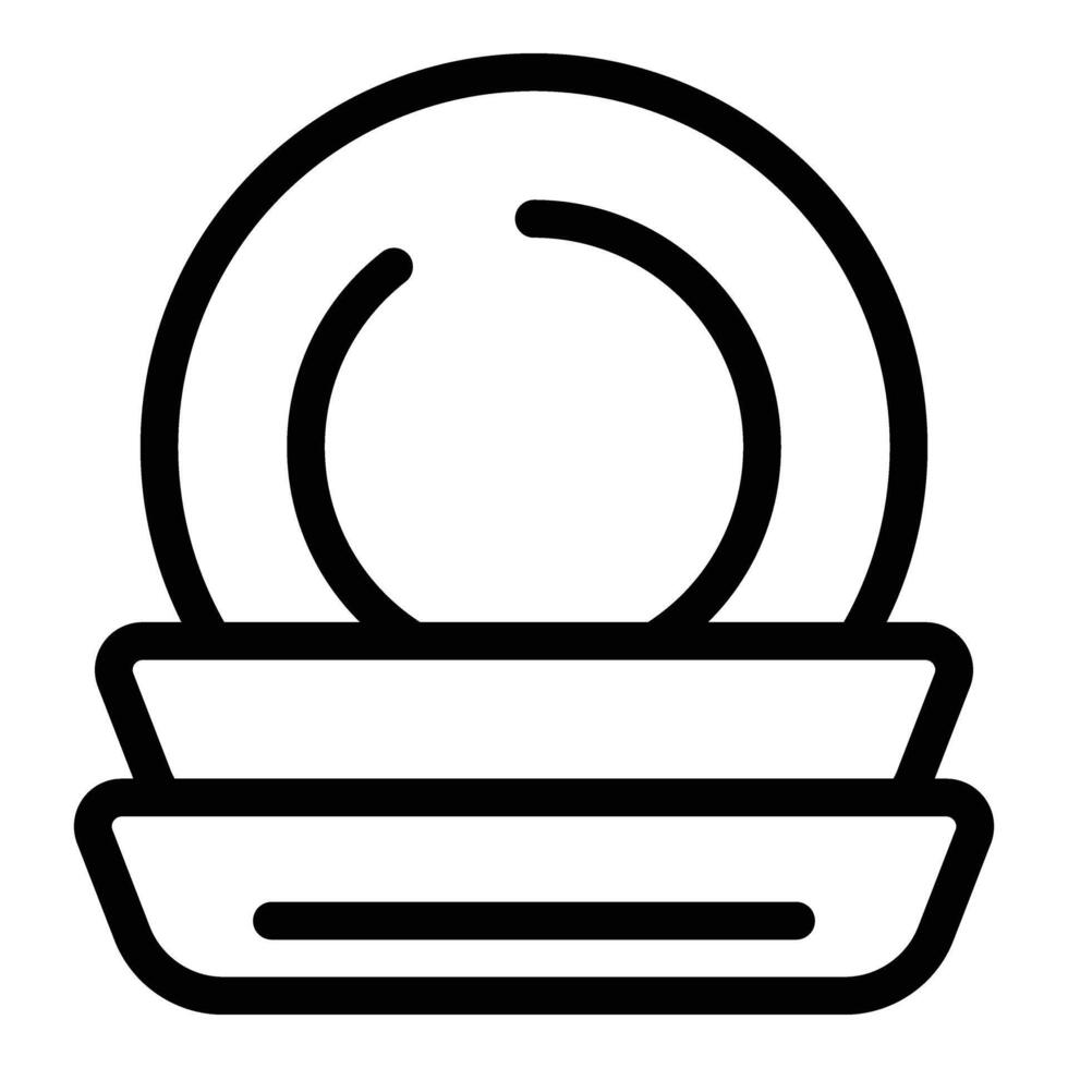 Round plates icon outline vector. Dinner serving ware vector