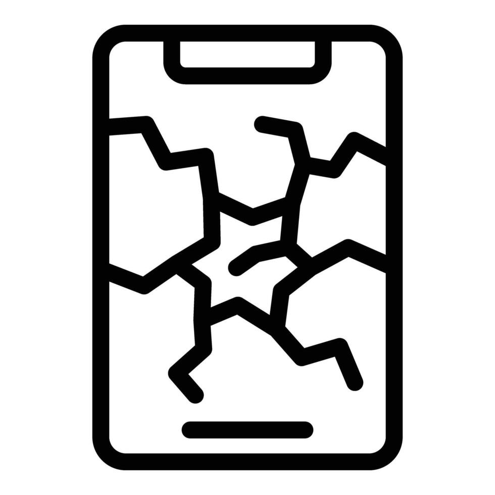 Split mobile screen icon outline vector. Broken display device vector