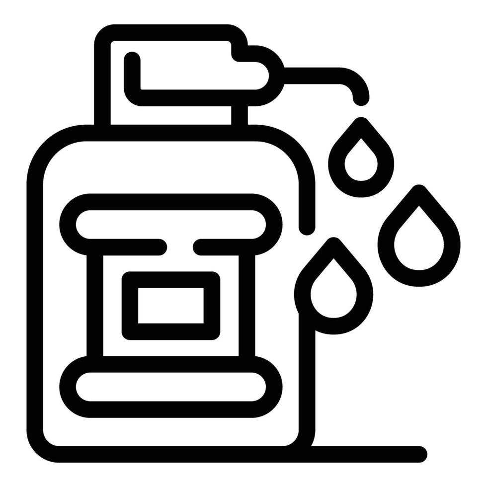 jabón botella con bomba icono contorno vector. Lavado espuma protección de la piel producto vector