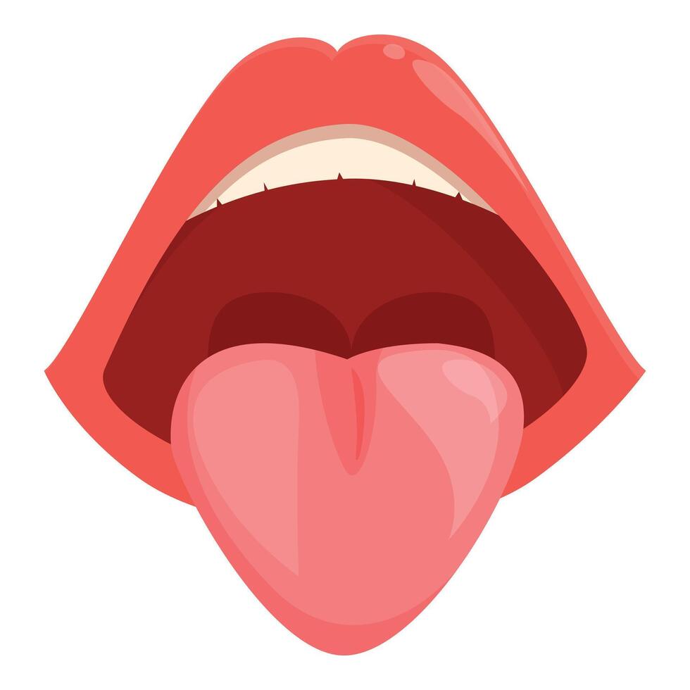 Clean tongue icon cartoon vector. Woman sexy red lips vector