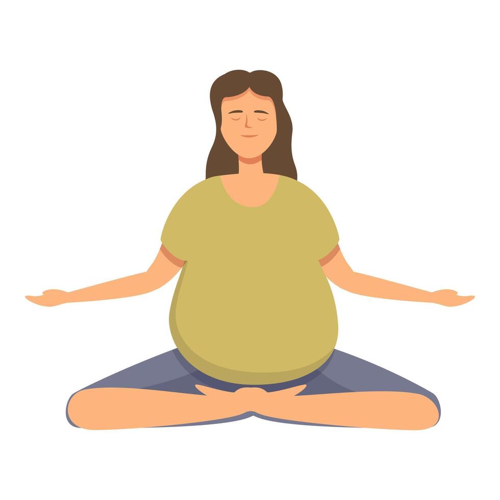 Open meditation arms icon cartoon vector. Woman pregnant at yoga vector