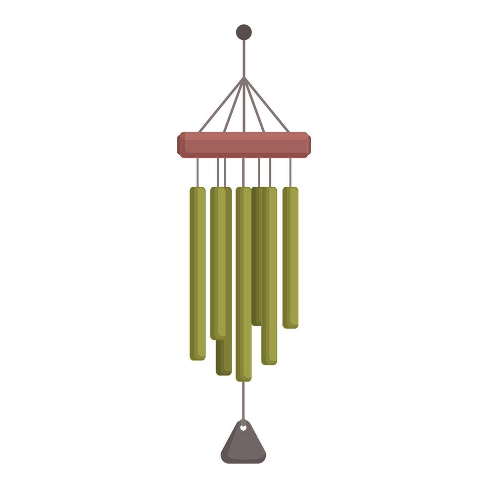 Green color wind chime icon cartoon vector. Metal bell vector