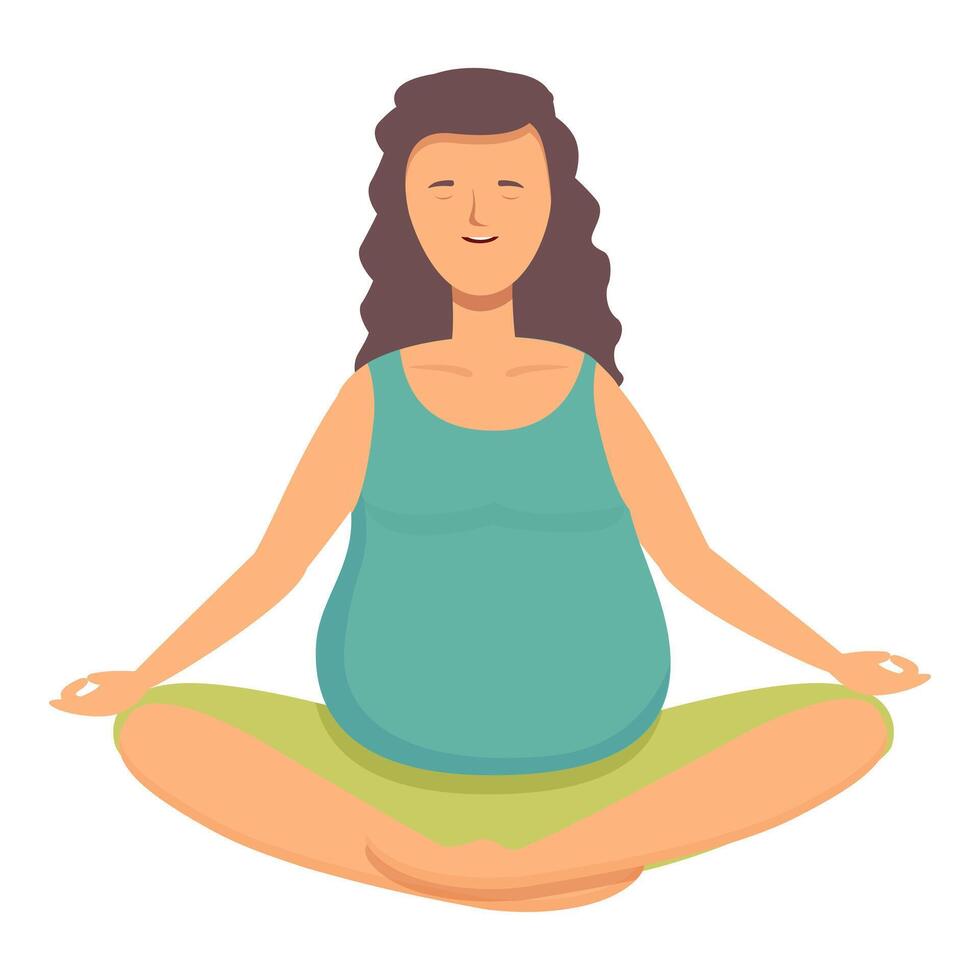 Pregnant person meditation icon cartoon vector. Mom group relax vector