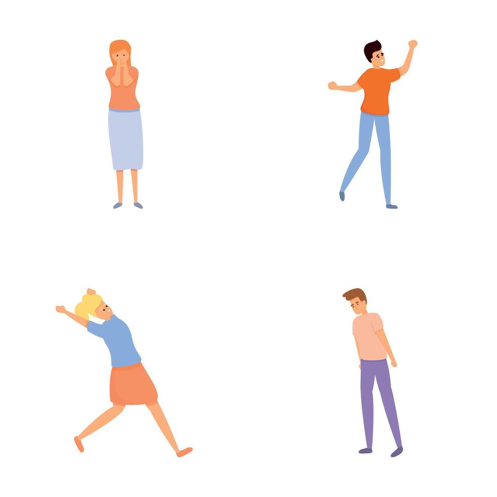 Accident icons set cartoon vector. Case of physical trauma vector