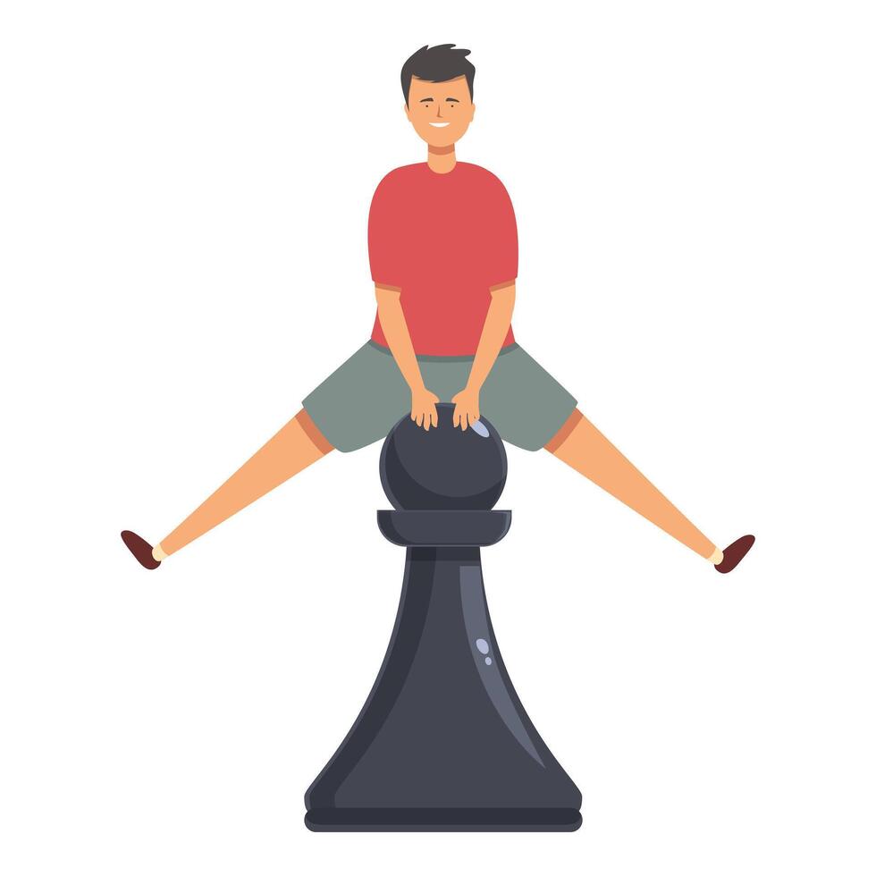 Boy jump over pawn icon cartoon vector. Strategy thinking vector