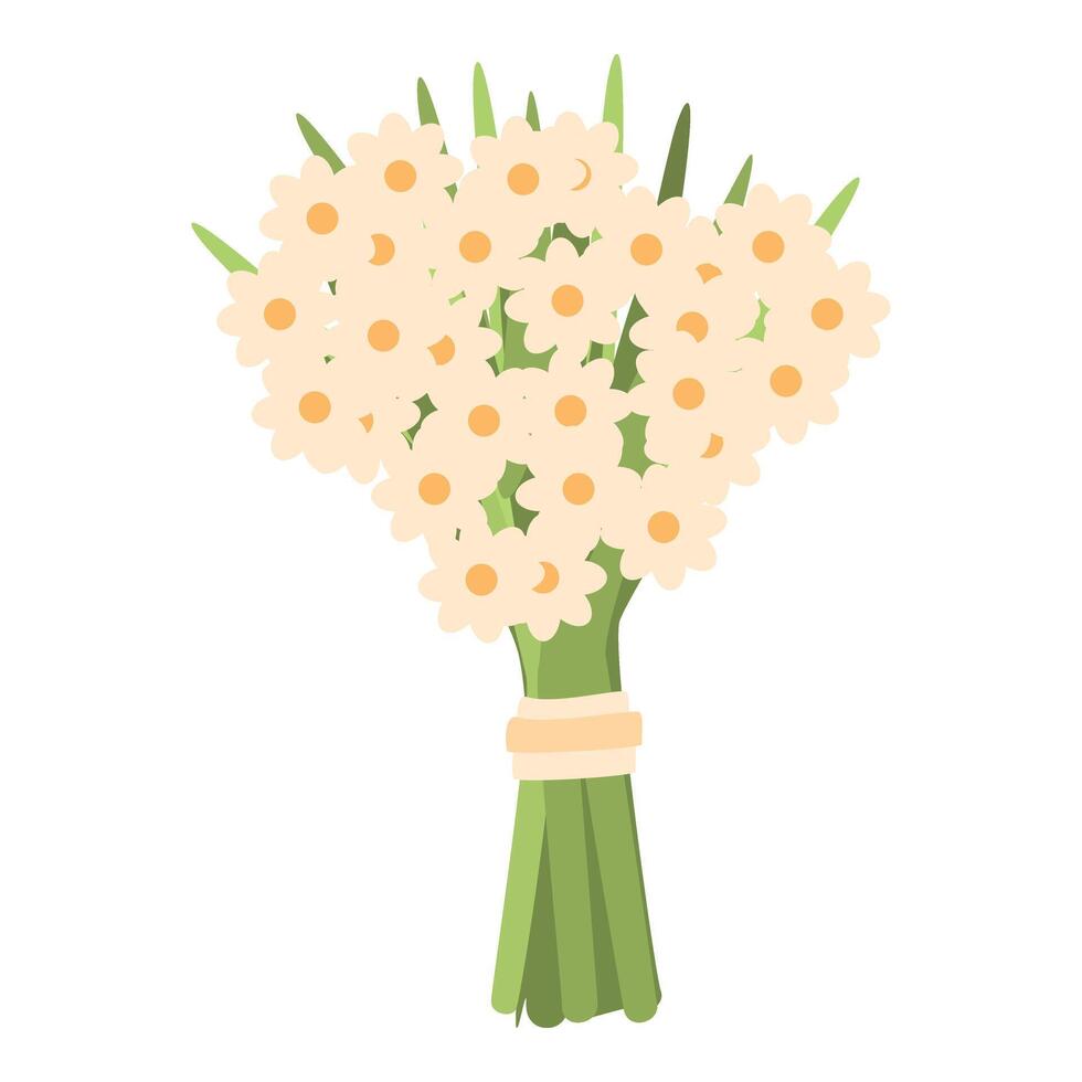Spring white flowers bouquet icon cartoon vector. Present surprise vector