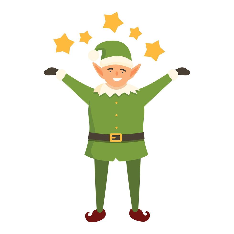 estrellas hacer duende contento icono dibujos animados vector. Navidad día Listo vector