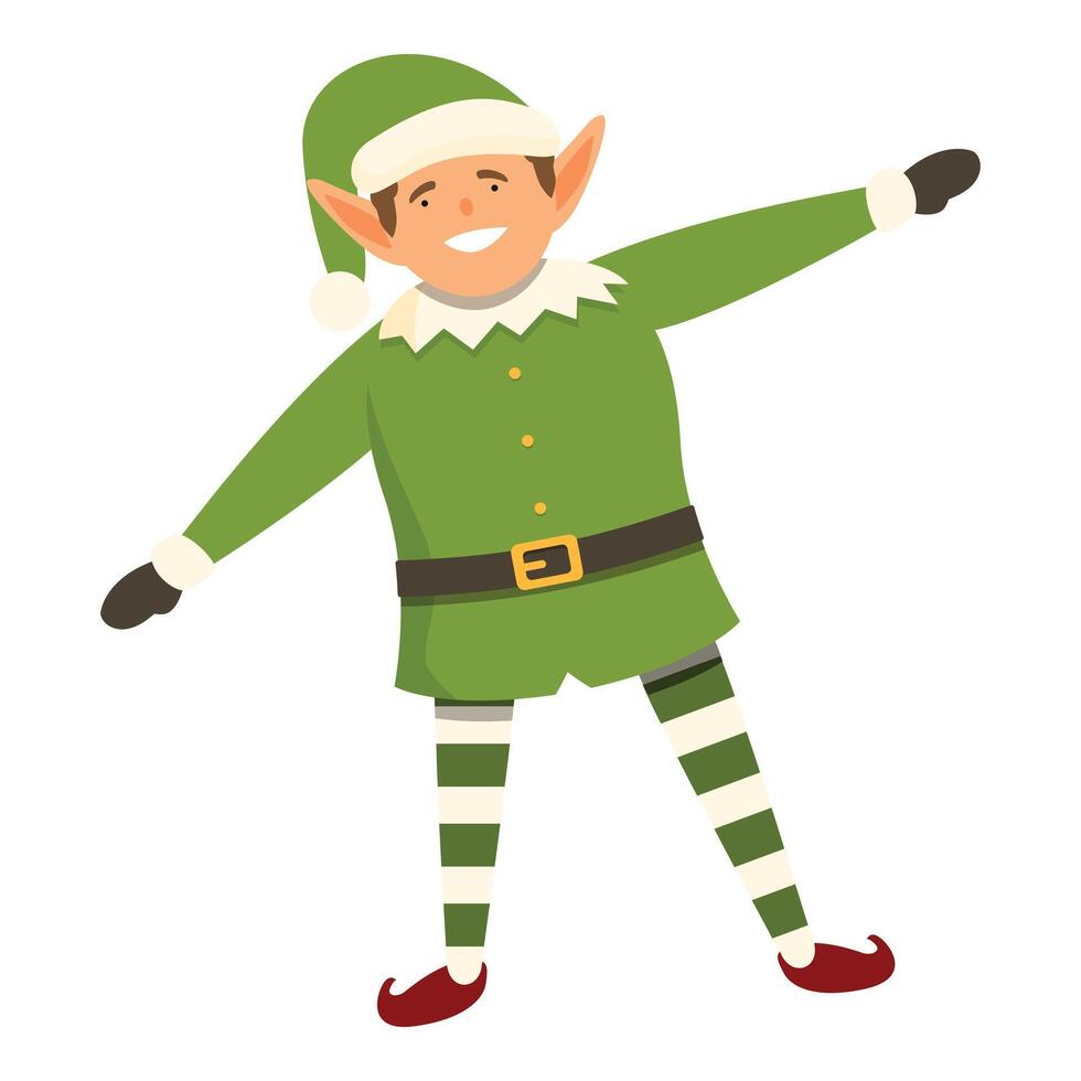 Dancing happy elf icon cartoon vector. Christmas party vector