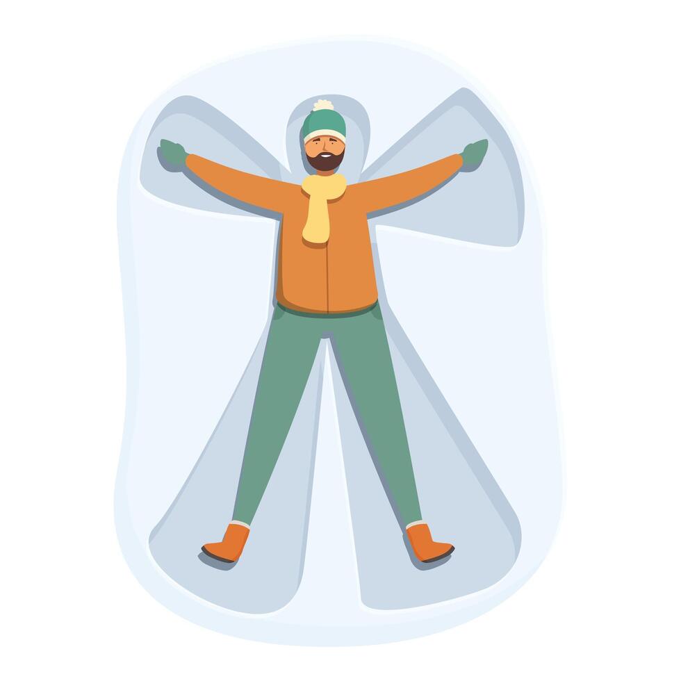 Man snow angel icon cartoon vector. Fun winter time vector