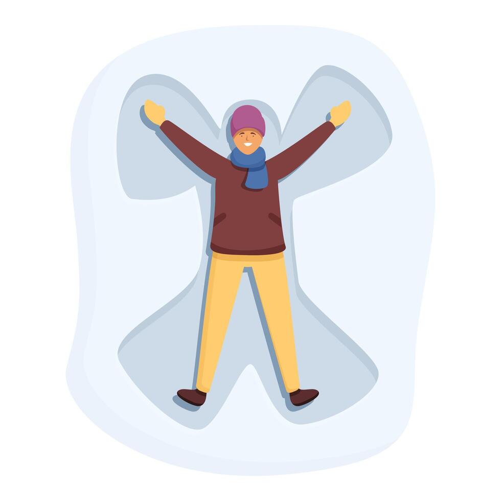 Snow angel fun icon cartoon vector. Winter time friend vector